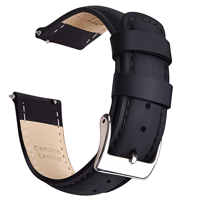 Ritche Genuine Black Leather Watch Band 22mm Classic Vintage Quick Release Top Grain Leather Watch Strap, White Elephant Gifts, Stocking Stuffers for Men, Father's Day gifts - Image 1